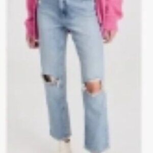 PAIGE Noella High Rise Busted Knee Lightwash Jeans Sz 26